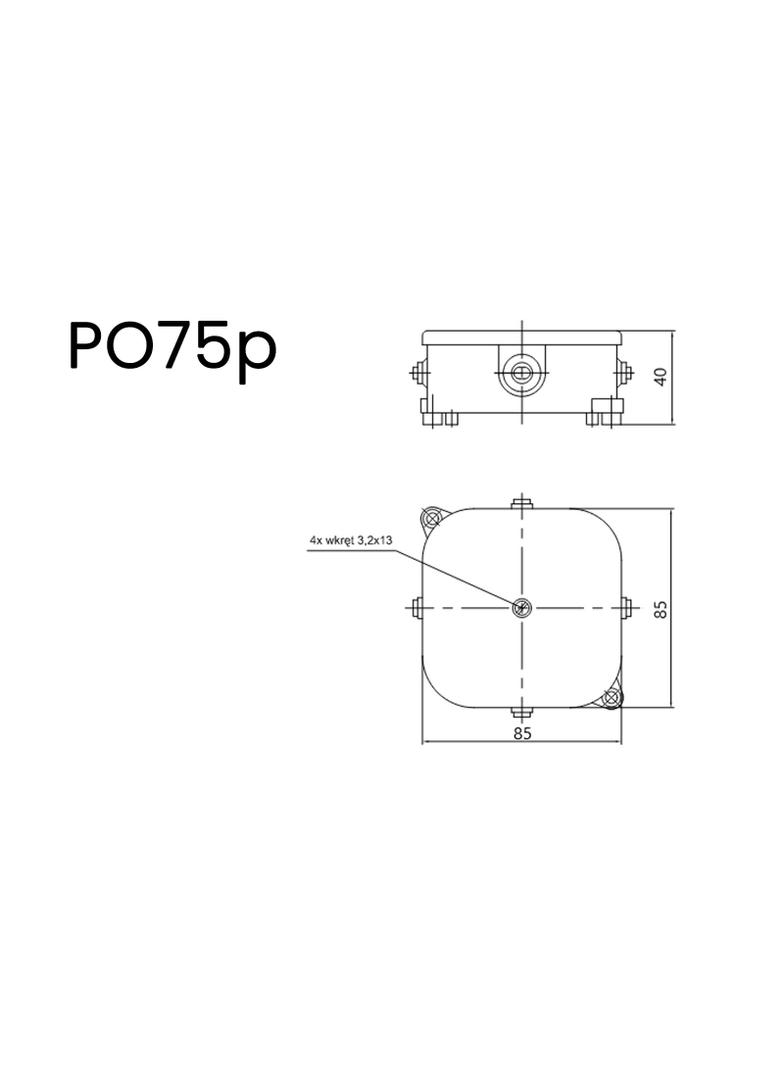 PO75p ,  Puszka natynkowa bez wkładu IP 44 (85x85x40 mm), biały