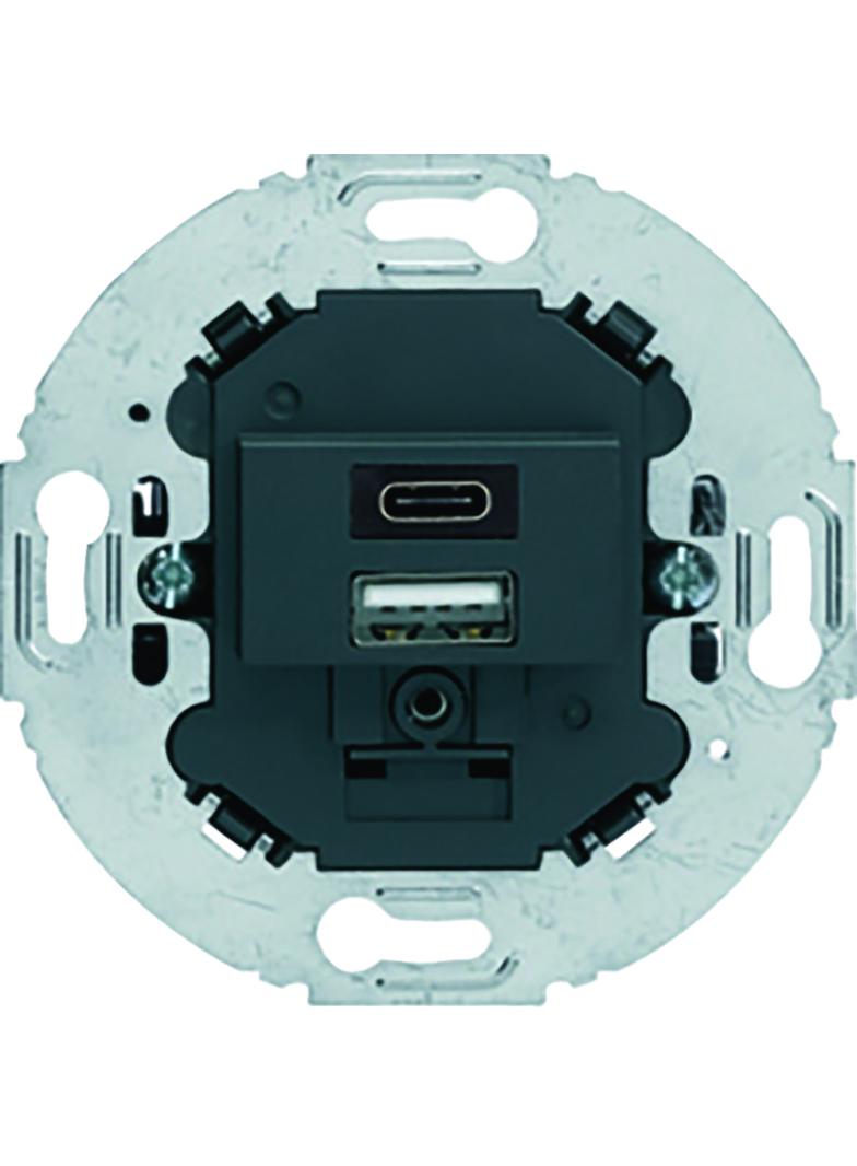 Mechanizm gniazda USB A+C ładowania do serii obrotowych, 3.0 A 230 V, antracyt,