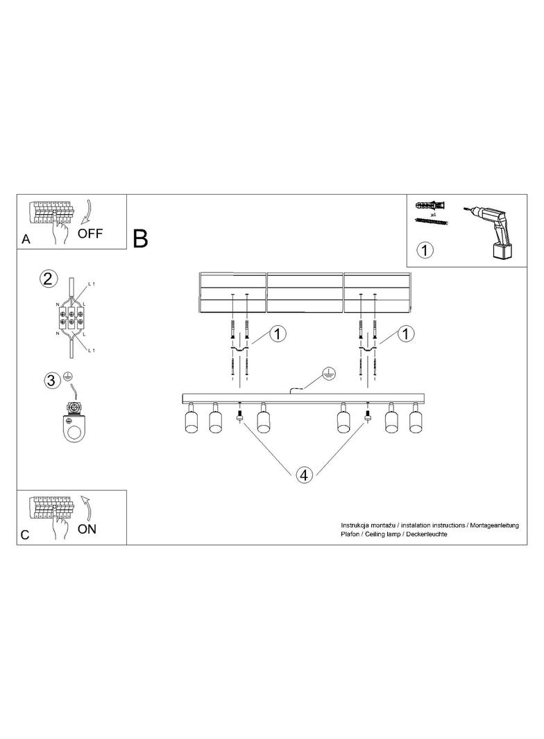 Plafon WINX 6L czarny/chrom