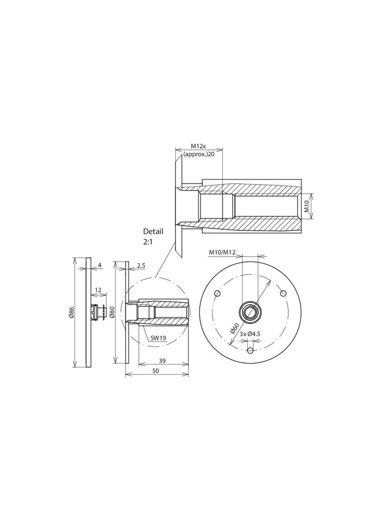 Wypust uziemiający typ M M10/M12, stal nierdzewna NIRO