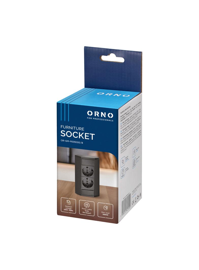 Gniazdo meblowe 2x2P+Z (Schuko), czarne