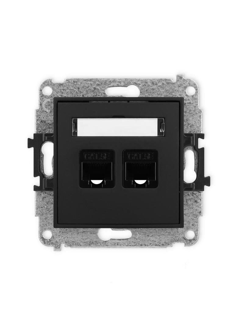 ICON Mechanizm gniazda komputerowego podwójnego 2xRJ45, kat. 5e, 8-stykowy czarny mat