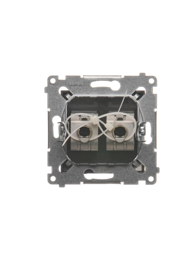 Simon 54 Gniazdo komputerowe podwójne RJ45 kategoria 6 ekranowane z przesłoną przeciwkurzową antracy