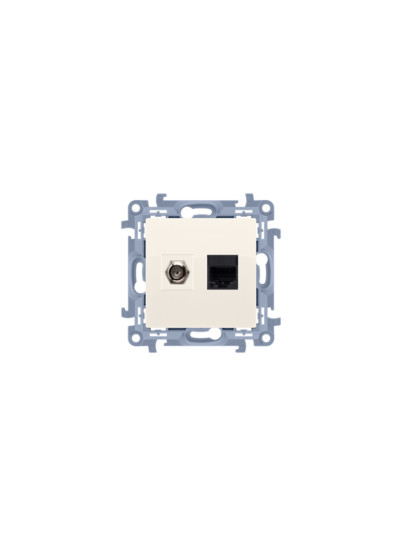 Simon 10 Gniazdo antenowe typu ''F'' + RJ45 kat.5e krem CASFRJ455.01/41 KONTAKT