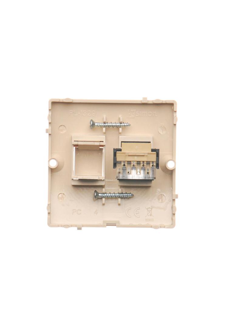 Simon Basic Gniazdo telefoniczne RJ11 Montaż gniazda na wkręty do puszki beż