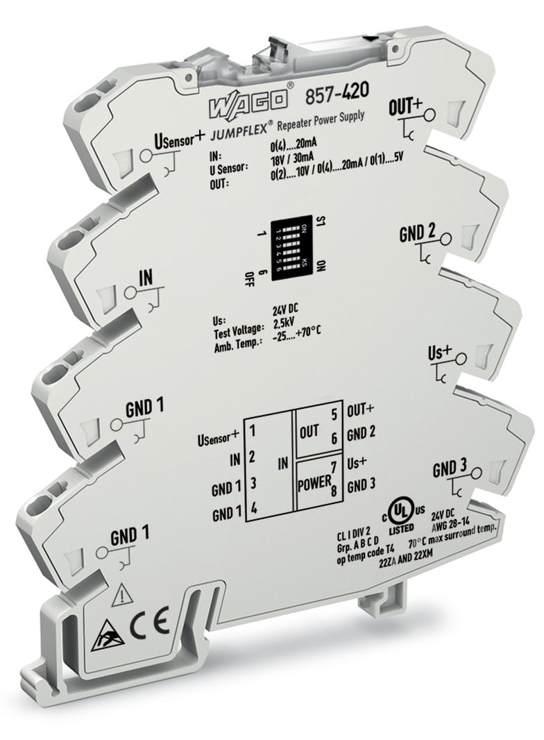 JUMPFLEX przetwornik separacyjny ze wzmocnieniem i zasilaniem obwodu