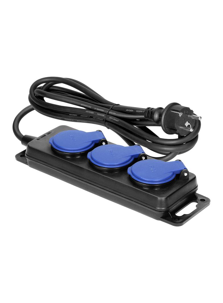 Przedłużacz warsztatowy bryzgoszczelny IP44, 3 gniazda 2P+Z IP44, przewód gumowy, H05RR-F 3x1,5mm2,