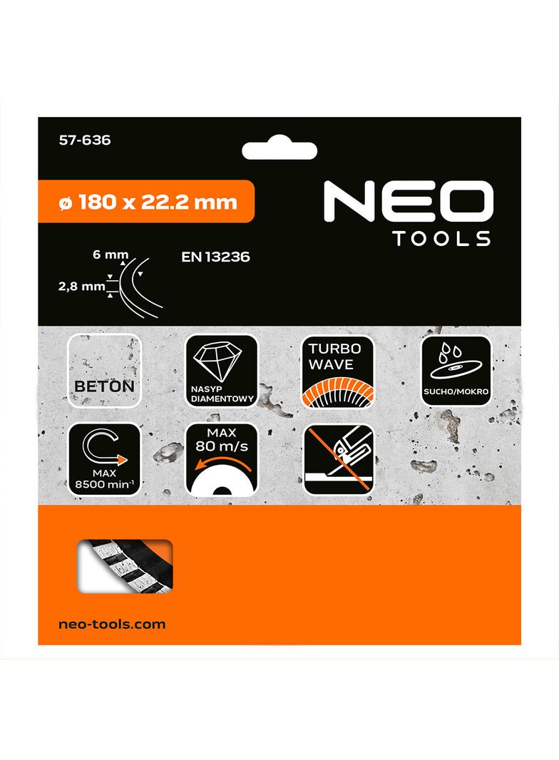 Tarcza diamentowa 180 x 22.2 mm, turbo wave