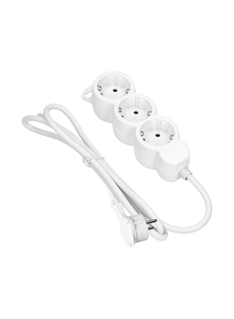 Przedłużacz 3-krotny 2P+Z (Schuko), 1,5m H05VV-F 3x1,5mm2 , Imax=16A, płaska wtyczka, biały