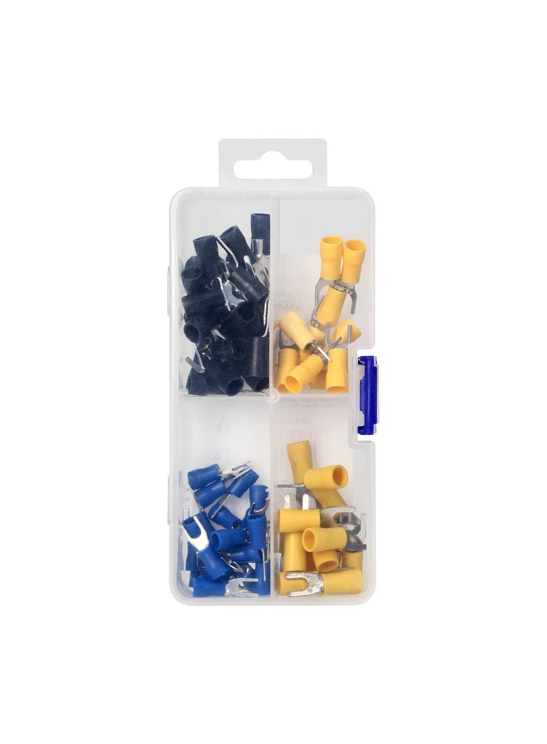 Zestaw końcówek kablowych widełkowe 95szt w zestawie: 30x2,5mm2,M4; 30x2,5mm2,M6; 20x6mm2,M4; 15x6 O