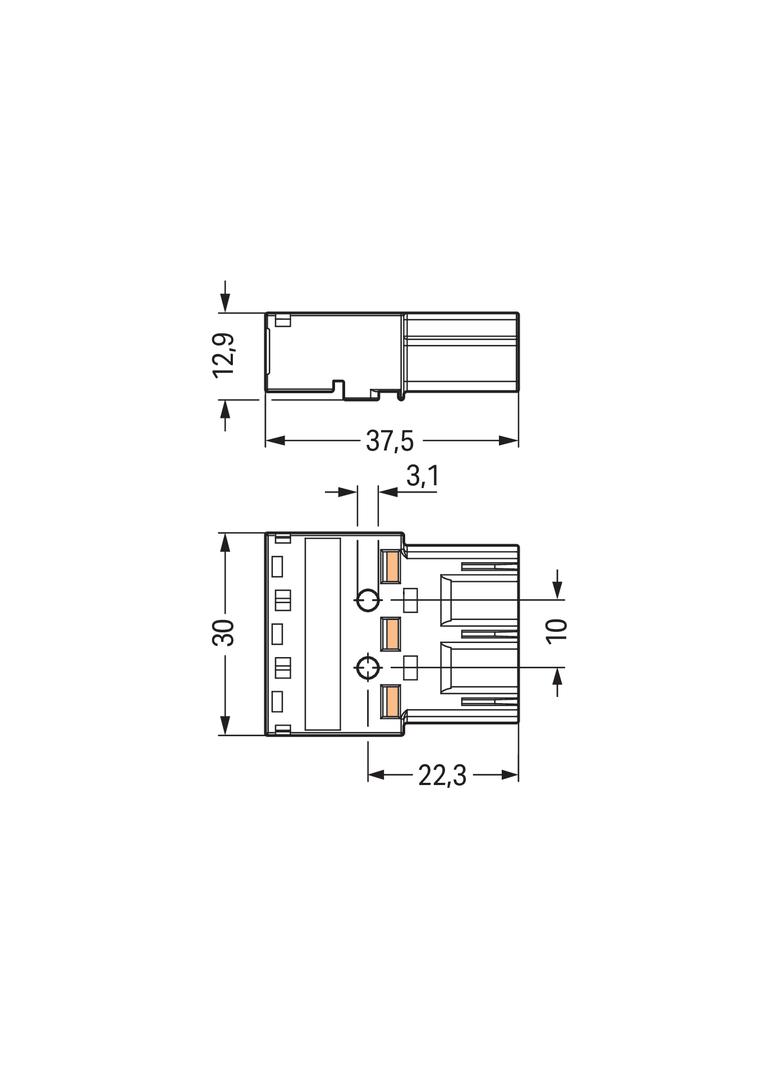 WINSTA wtyk 3-torowy szary kodowanie B
