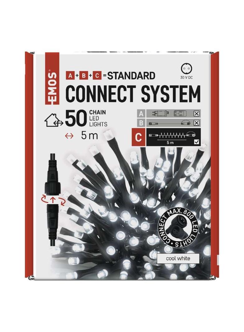 Lampki choinkowe Standard 50 LED 5m zimna biel IP44 timer D1AC02 EMOS