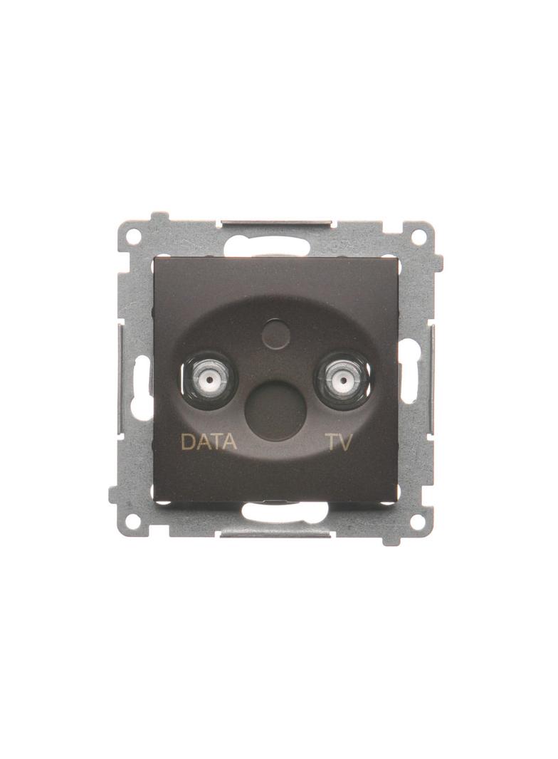 Simon 54 Gniazdo TV-DATA. Dwa porty wyjściowe typu ''F'' . Częstotliwość dla wejścia 5-1000 MHz brąz mat DAD1.01/46 KONTAKT