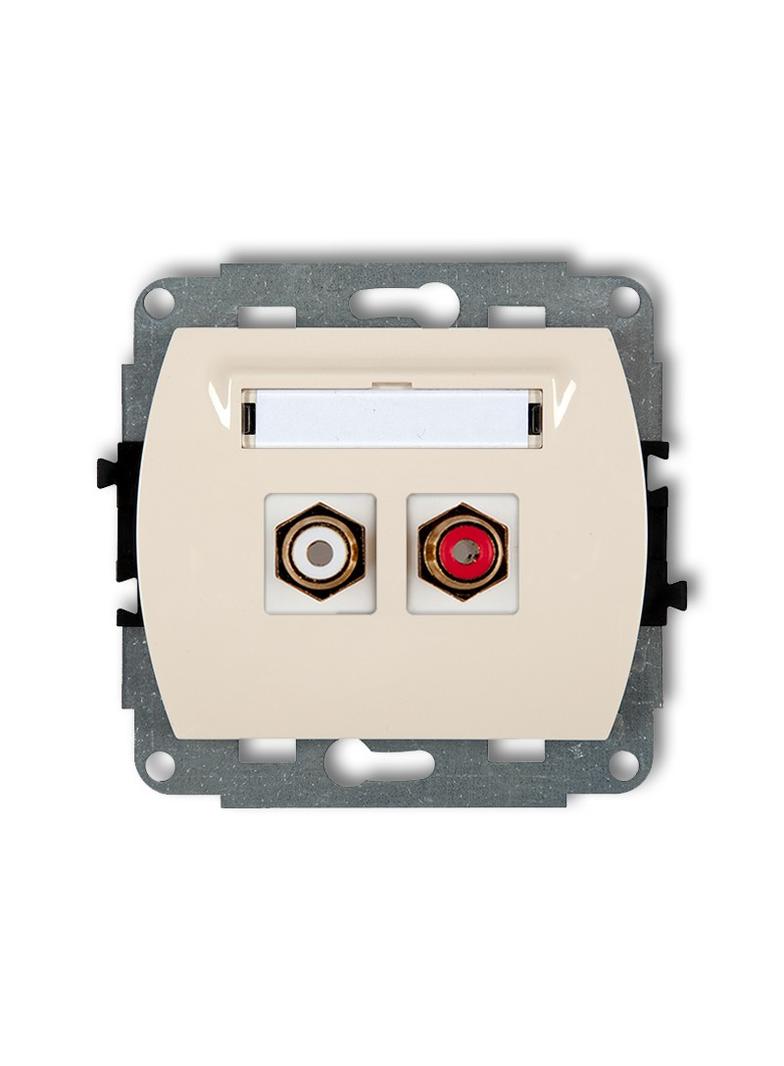 TREND Mechanizm gniazda podwójnego RCA (typu cinch - biały i czerwony, pozłacany) beżowy