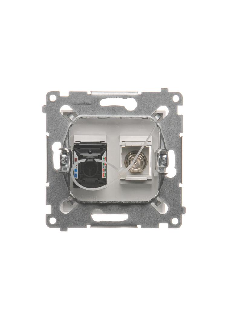 Simon 54 Gniazdo antenowe typu F + RJ45 kat.6 biały DASFRJ45.01/11 KONTAKT