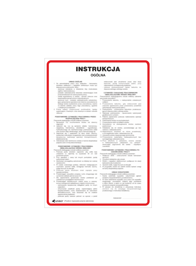 INSTRUKCJA PRZECIWPOŻAROWA OGÓLNA PŁYTA PCV SZTYWNA