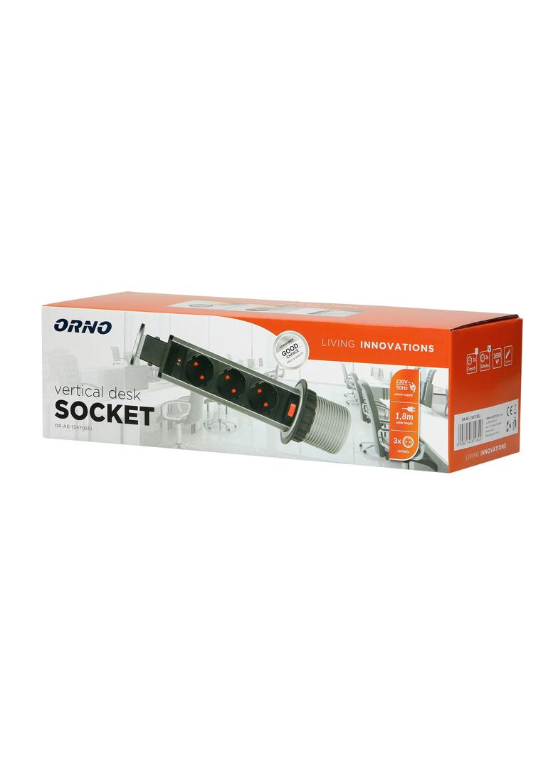Gniazdo meblowe O6cm wysuwane z blatu z blokadą i przewodem 1,8m, 3x2P+Z (Schuko) OR-AE-1347(GS) ORNO