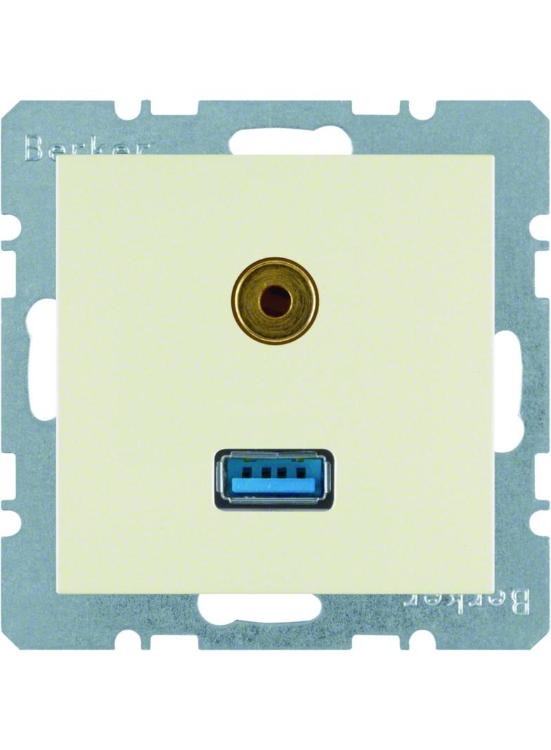 BERKER B.Kwadrat/S.1 Gniazdo USB / 3,5mm Audio krem 3315398982 HAGER