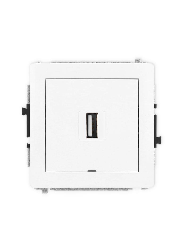 DECO Mechanizm gniazda pojedynczego USB A-A 2.0, bez pola opisowego biały