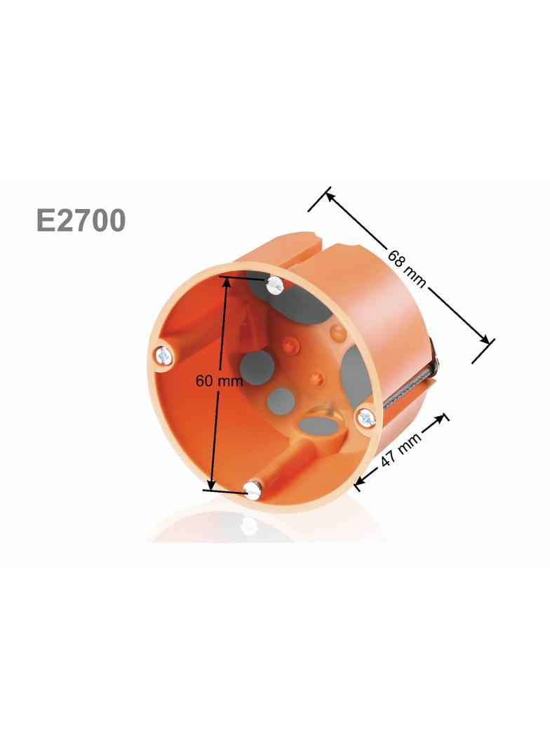 E2700, Puszka do pustych ścian O60mm, z membranami przebiciowymi, płytka , pomarańczowy