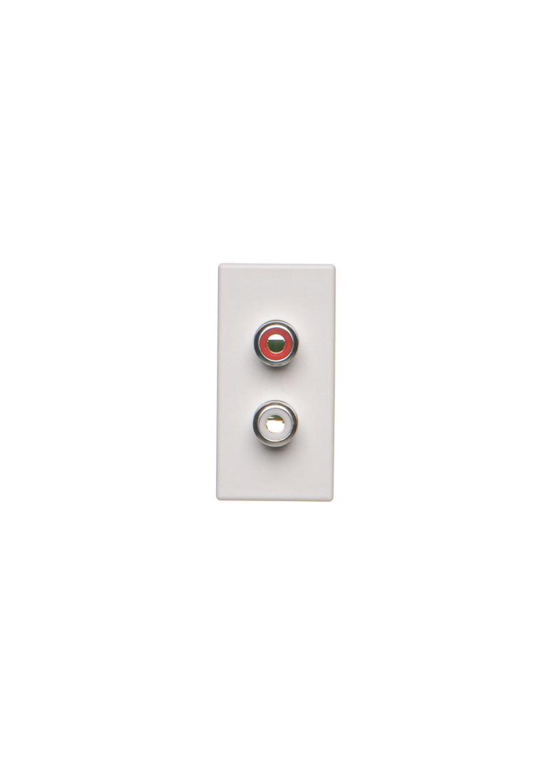 Simon Connect Płytka K45/2 złącz 2x RCA (CINCH) 225x45mm + wkłady zaciski śrubowe czysta biel K101B/9 KONTAKT