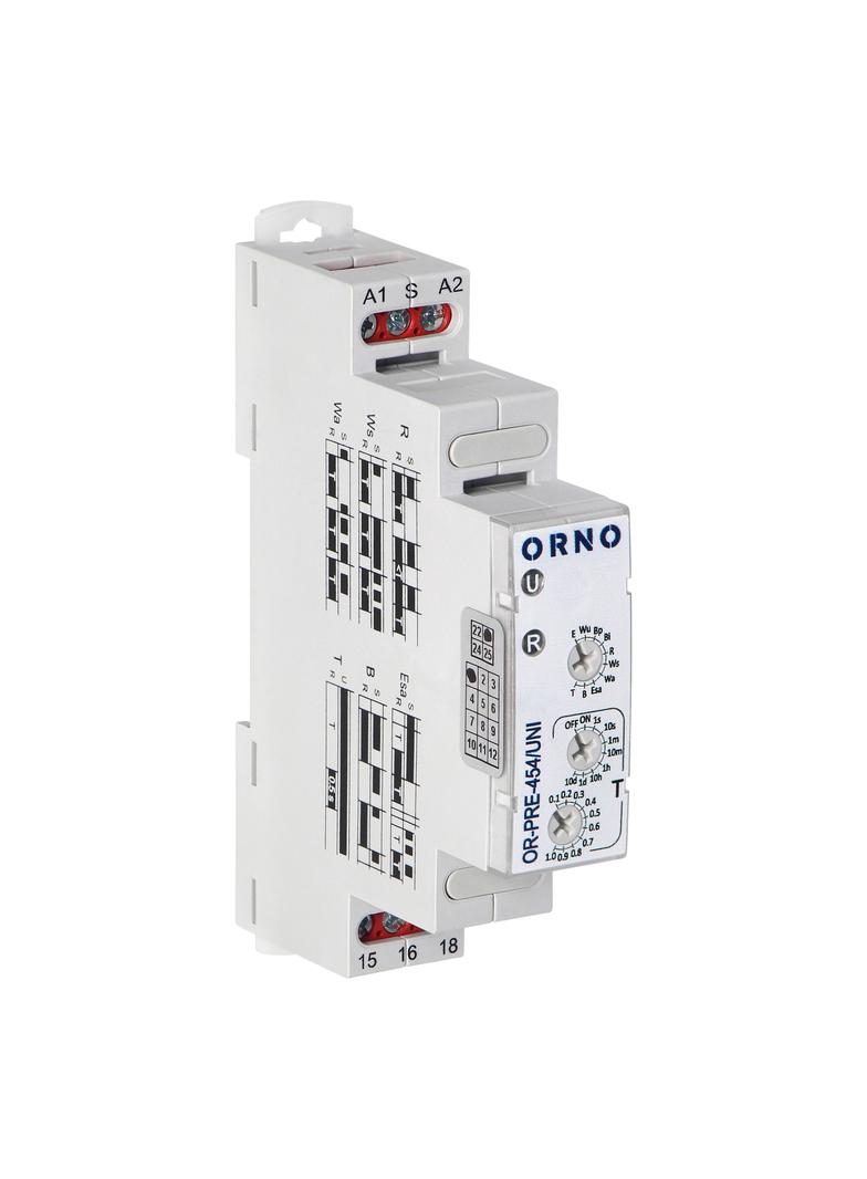 Przekaźnik czas. 10 funkcji uniwersalne zasilanie OR-PRE-454/UNI ORNO