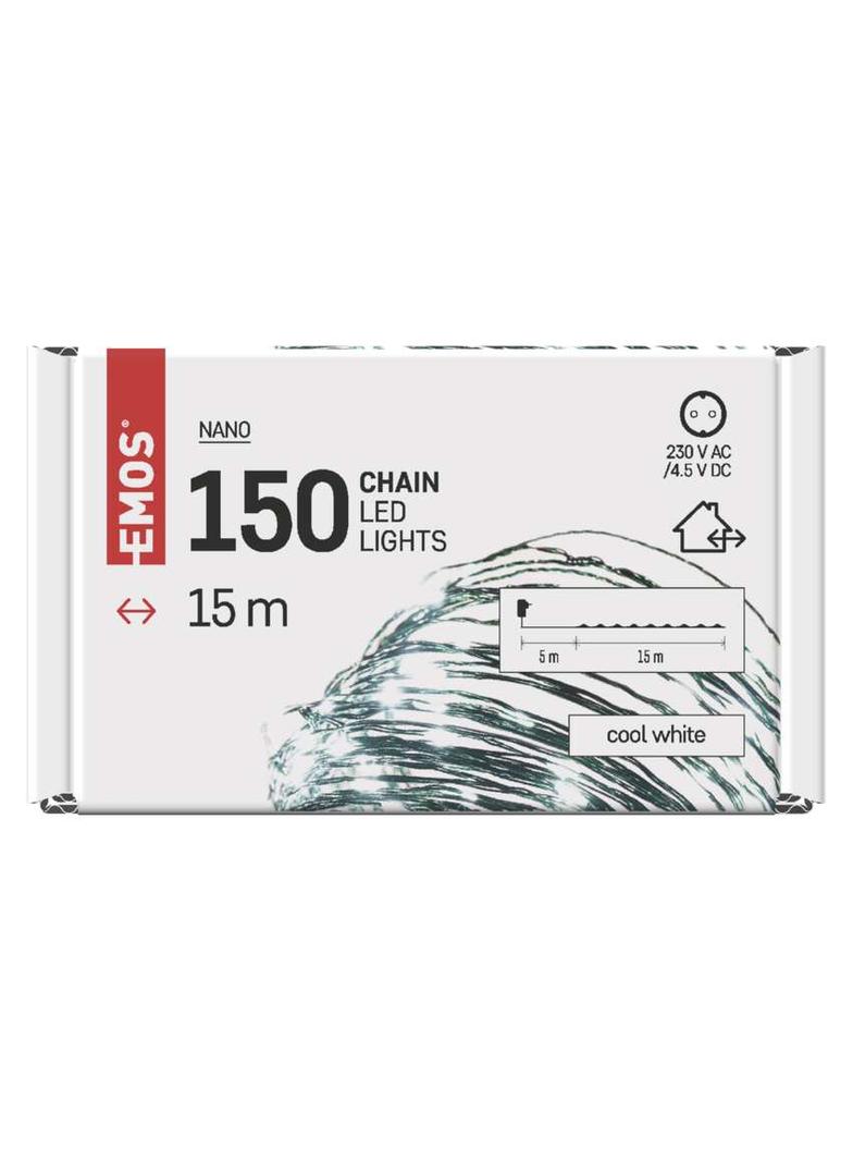 Lampki świąteczne nano łezki 150 LED 15m zimna biel IP44 timer D3AC05 EMOS