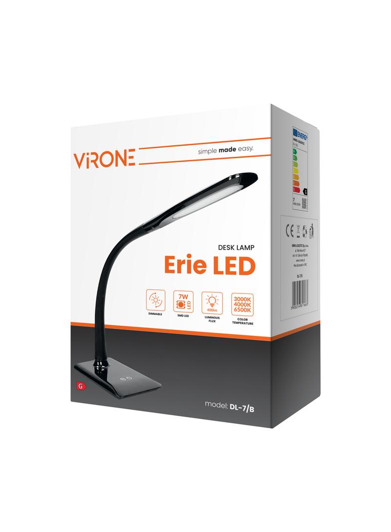ERIE LED DIM 7W, lampka biurkowa, 400lm, czarna, funkcja ściemniania i zmiany barwy temperaturowej 3 DL-7/B ORNO