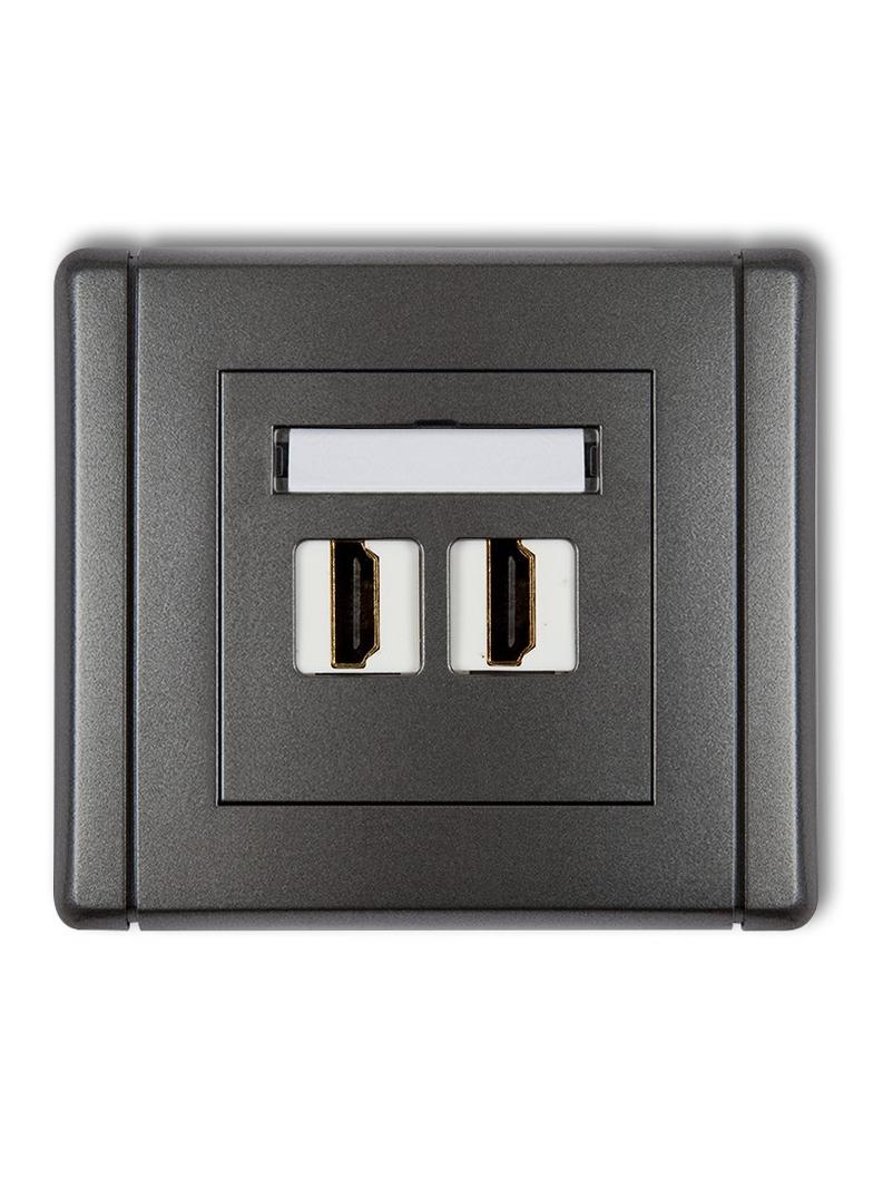 FLEXI Gniazdo podwójne HDMI 2.0 grafitowy