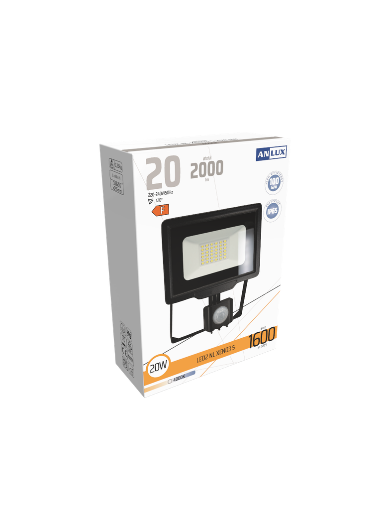 NAŚWIETLACZ LED XENO3 20W Z CZUJNIKIEM RUCHU IP65 100LM/W NEUTRALNY BIAŁY ANLUX