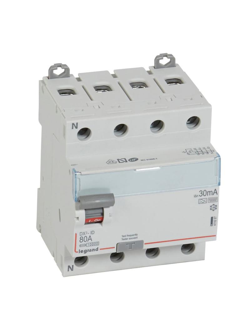 WYŁĄCZNIK RÓŻNICOWOPRĄDOWY P 304 4P 80A 30MA TYP F (HPI) SERII DX3, Legrand