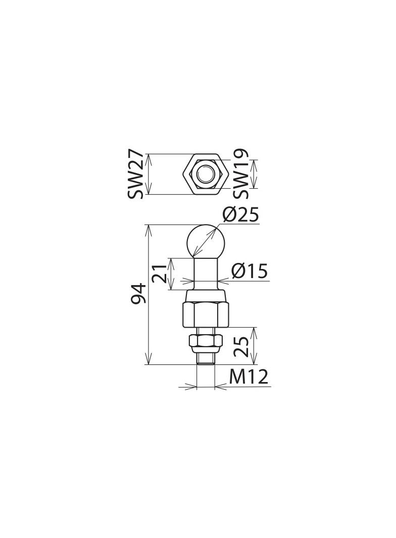 Punkt mocowania kulowy fi 25 mm prosty