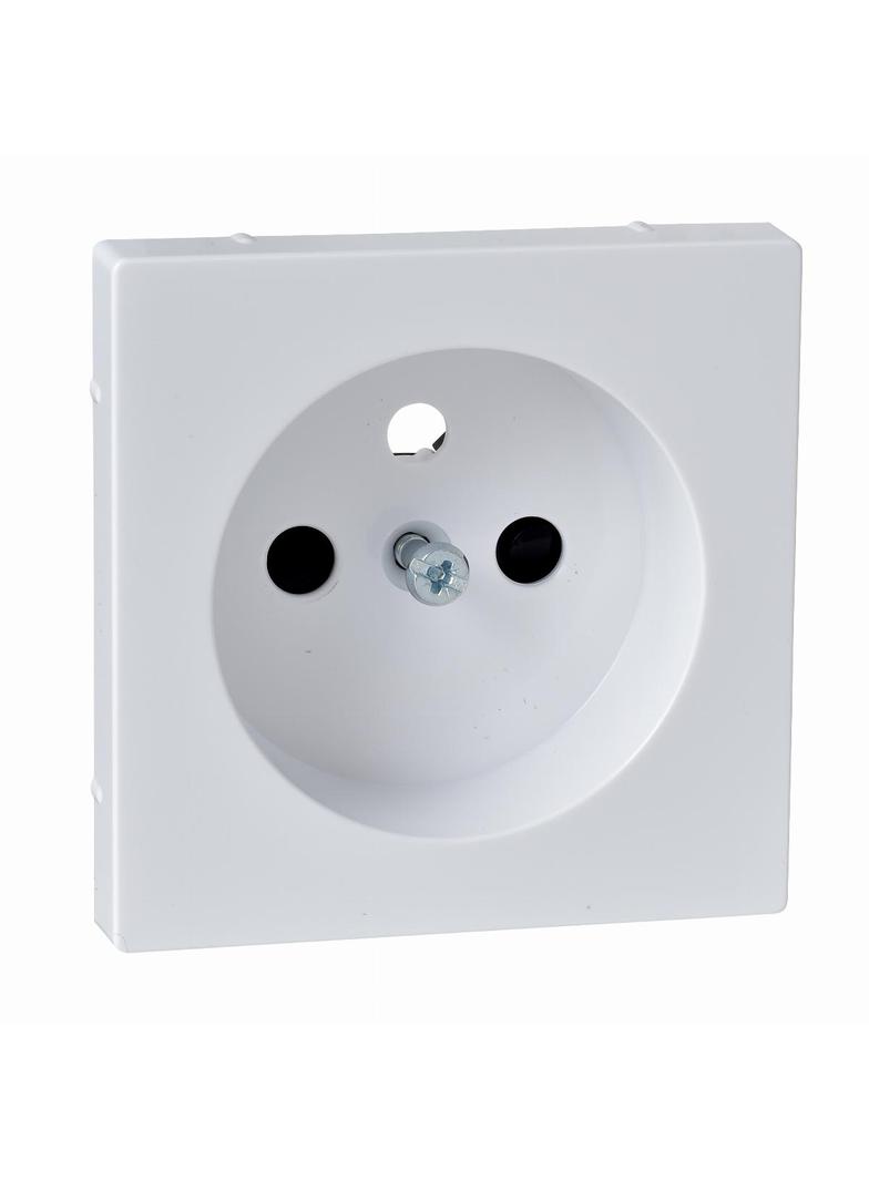 Merten, System M, płytka centralna gniazda z uziemieniem, z przesłonami, biały active