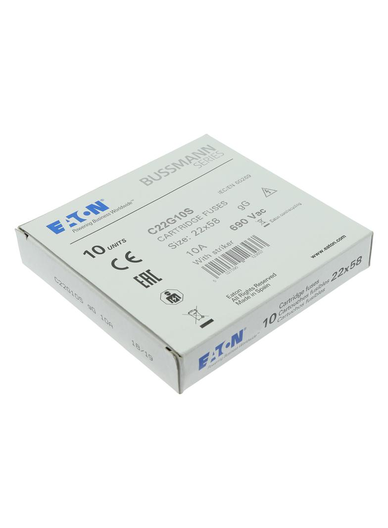 C22G10S Wkładka cylindryczna z wybijakiem 22x58 10A GG 690V AC C22G10S EATON