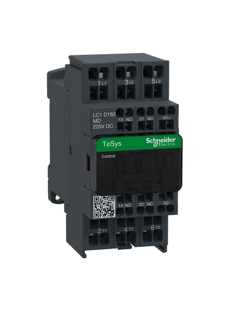 Stycznik mocy I= 18A AC-3 styki pom. 1NC+1NO nap. cewki 220 V DC LC1D183MD Schneider