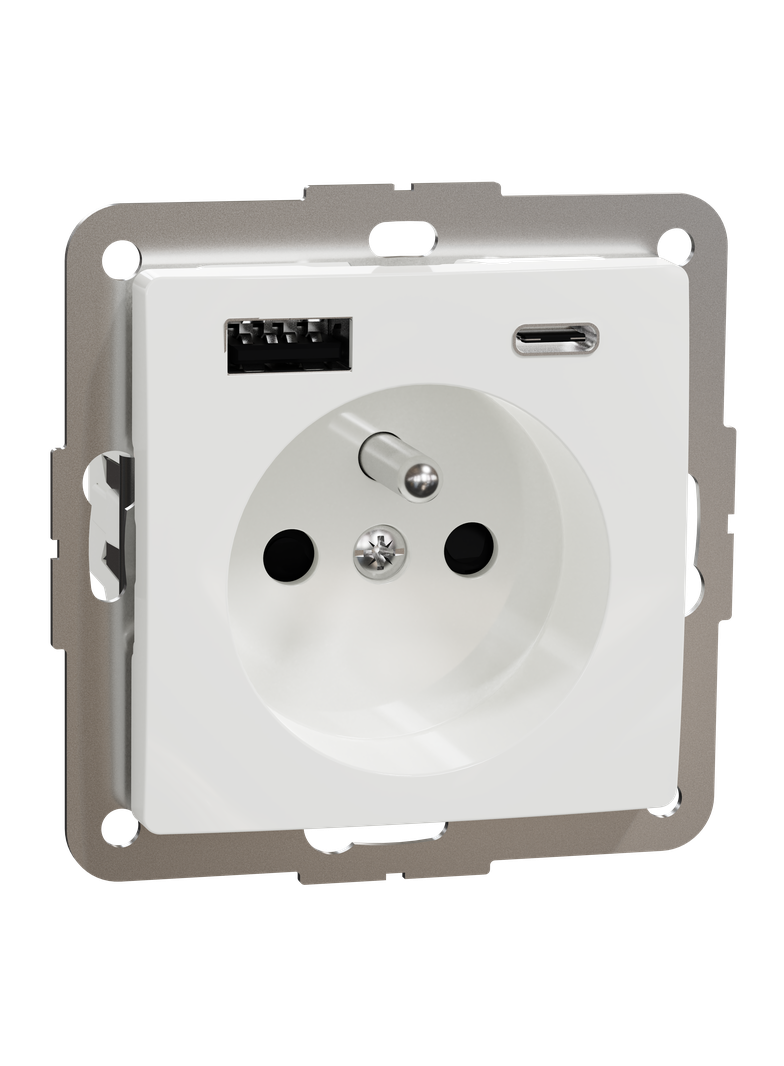 Gn. 2P+PE z USB A+C 3A (z.bezgw.), białe