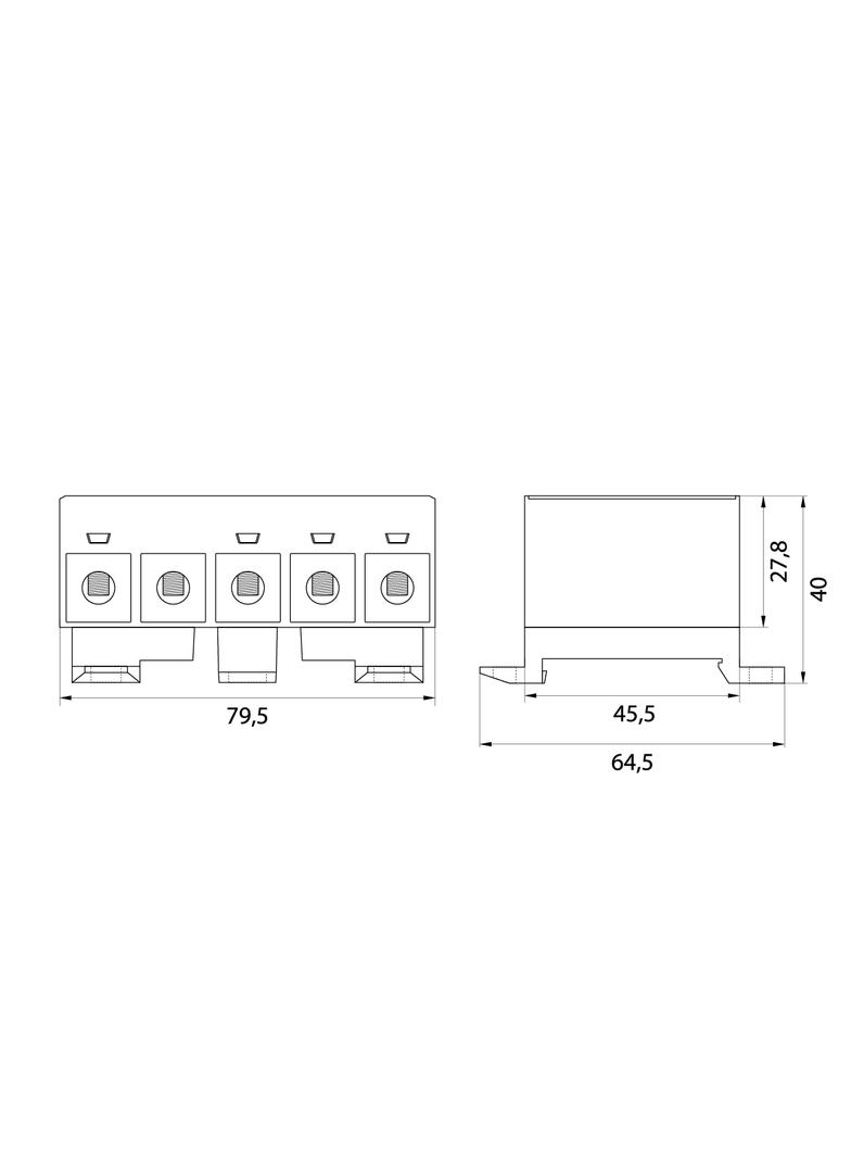 Złączka przelotowa gwintowana na szynę AL/CU 120A 5x(2,5-35)mm2 WLZ35/5x35/sssnZ-szary niebieski zie