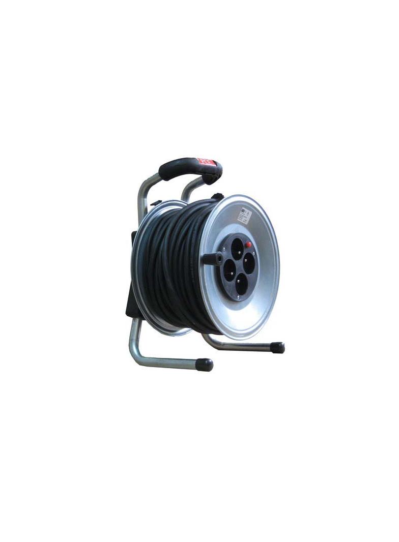 PRZEDŁUŻACZ ZWIJANY JEDNOFAZOWY NA BĘBNIE STALOWYM TYP JAWOR - WYJŚCIE 4xGS IP20 Z TERMIKIEM 20 mb H