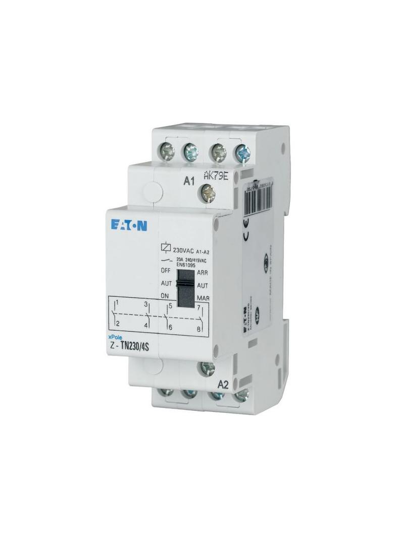 Z-TN230/4S Przekaźnik instalacyjny z funkcją ręcznego wyboru ZAŁ. / AUTOM. / WYŁ. 20A 230V AC 4Z 265