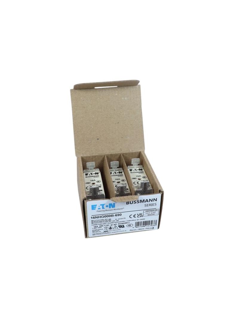 NH FUSE 16AMP 690V gG SIZE 000 Wkładka NH000 16A 690V GL/GG podwójny wskaźnik 16NHG000B-690 EATON