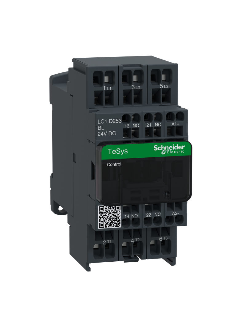 Stycznik mocy I= 25A AC-3 styki pom. 1NC+1NO nap. cewki 24 V DC LC1D253BL Schneider