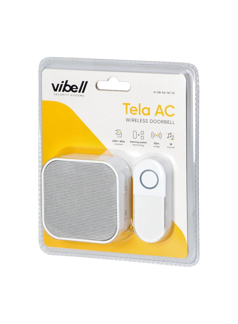 TELA AC, dzwonek bezprzewodowy, sieciowy, learning system, 38 dźwięków, 150m, biały