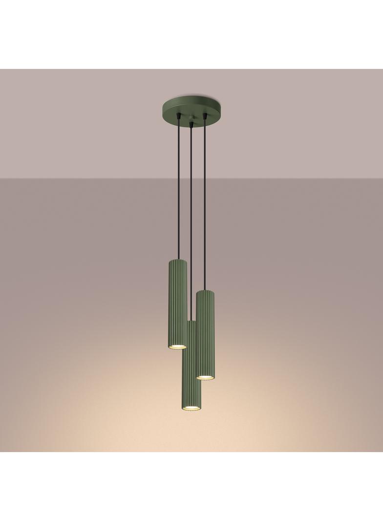 Sollux Lampa wisząca KARBON 3P zielona oliwka SL.1614