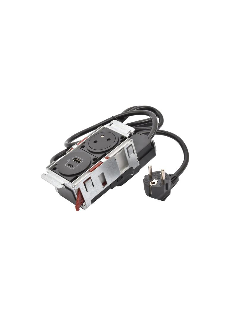 INCARA: DISQ'IN - 2P+Z / USB A+C - 2,0 M-CZARNY, Legrand