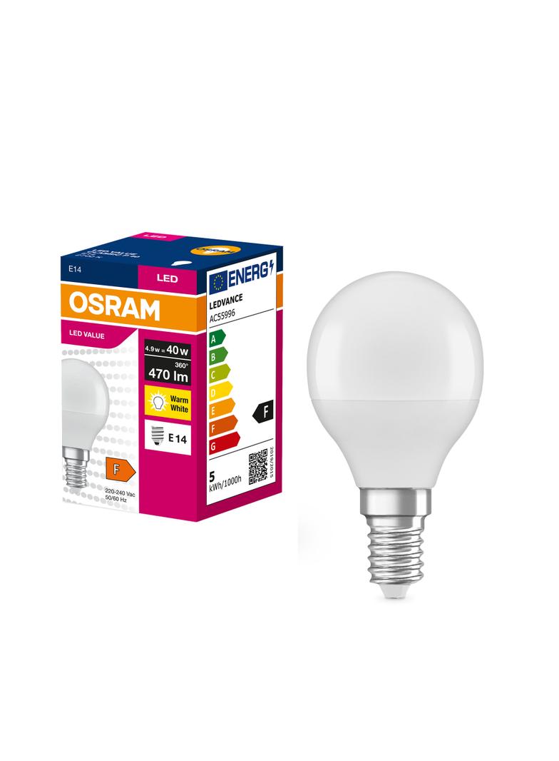 Żarówka LED E14 5/40W 470lm 200° 2700K ciepła biel VALUE OSRAM