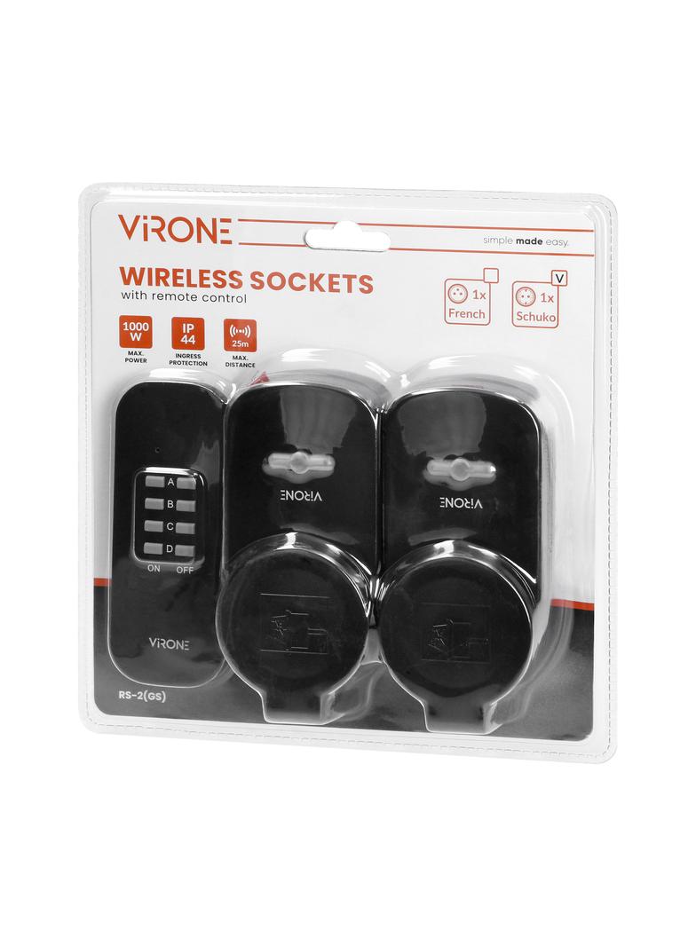 Zestaw bezprzewodowych gniazd sterowanych pilotem 2+1 IP44 Schuko RS-2(GS) ORNO