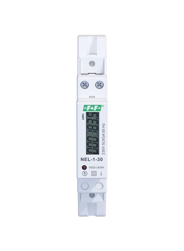 Wskaźnik zużycia energii elektrycznej 1-fazowy 230 VAC 30 A 1 moduł NEL-01-30 F&F