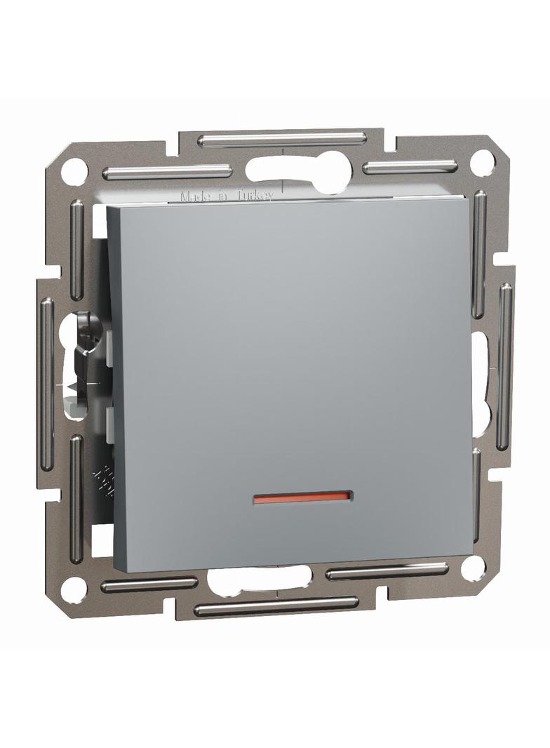 Asfora, łącznik 1-biegunowy, bez ramki, z podświetleniem, stal