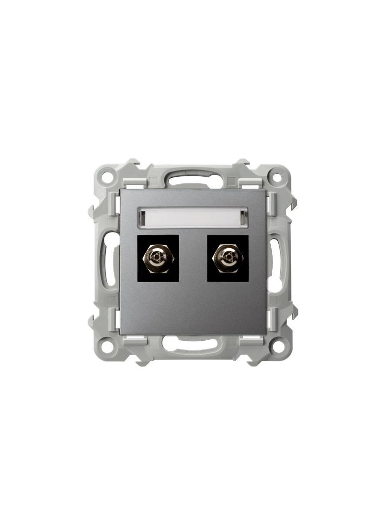 SZAFIR Gniazdo ekwipotencjalne podwójne - kolor szary mat