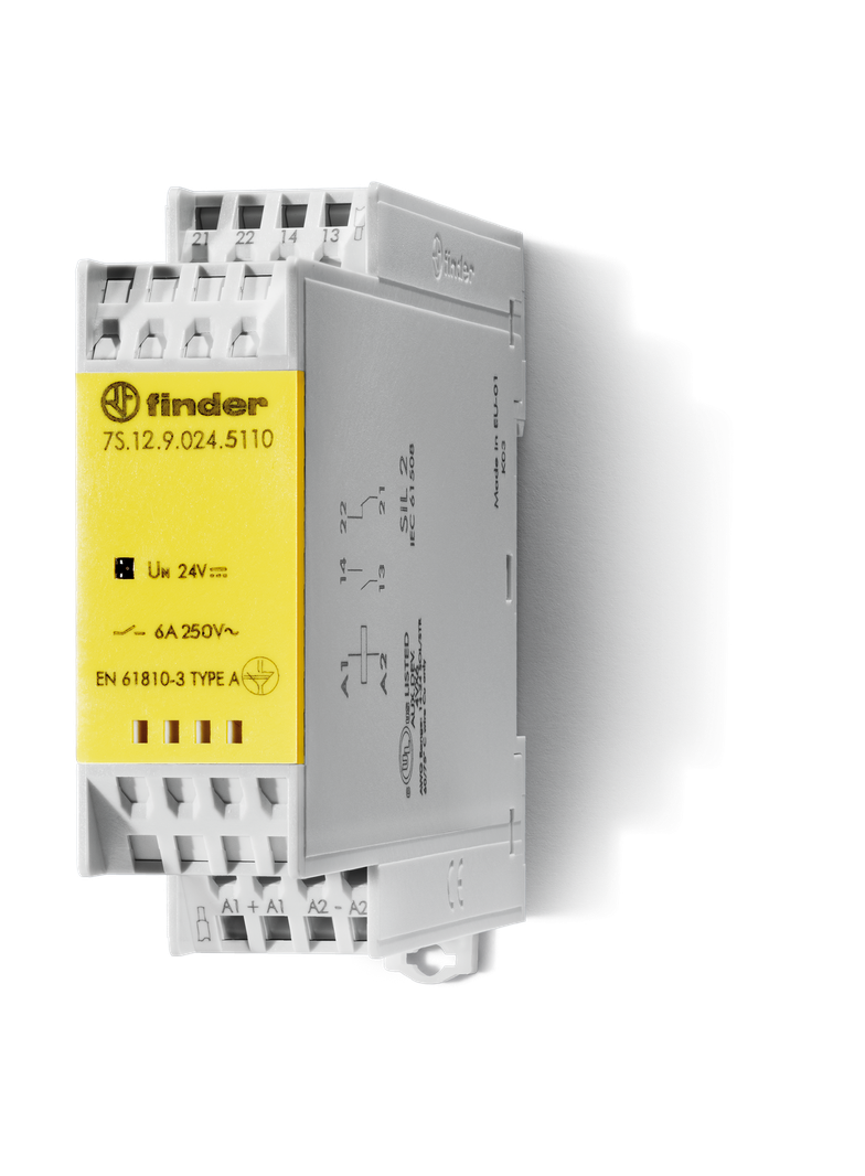 PrzekaźnikZ mechanicznie sprzężonymi zestykami serii 7S: 1Z + 1 R 6A 24V DC 7S.12.9.024.5110 /5szt./ FINDER